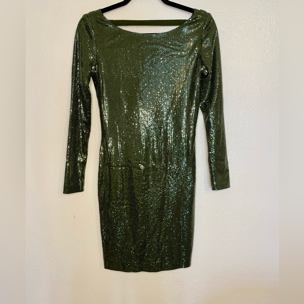 Used once! Green sequin Jay Godfrey Dress in Size 2.